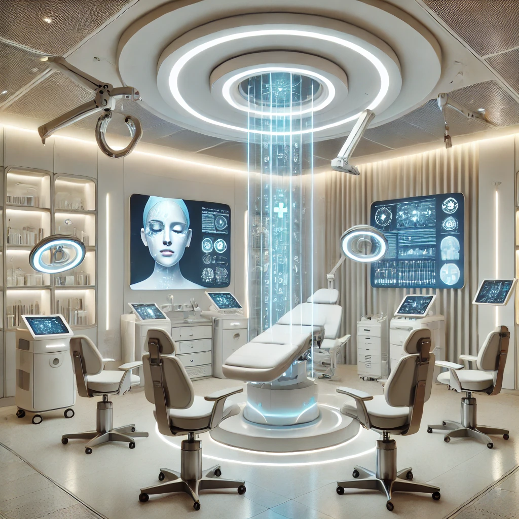 integrating ai in aesthetics, futuristic looking room.