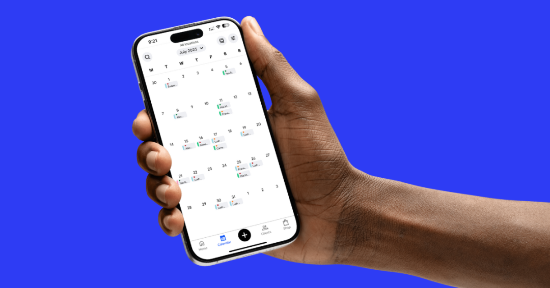 Faces | The Booking System Your Aesthetic Clinic Needs 1 iPhone with Faces booking system on display.