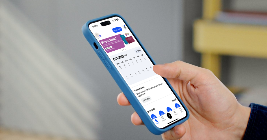 Best Fresha Alternative? Faces vs Fresha Compared 1 Detailed view of someone’s hands holding a phone, the screen showing the Faces app interface