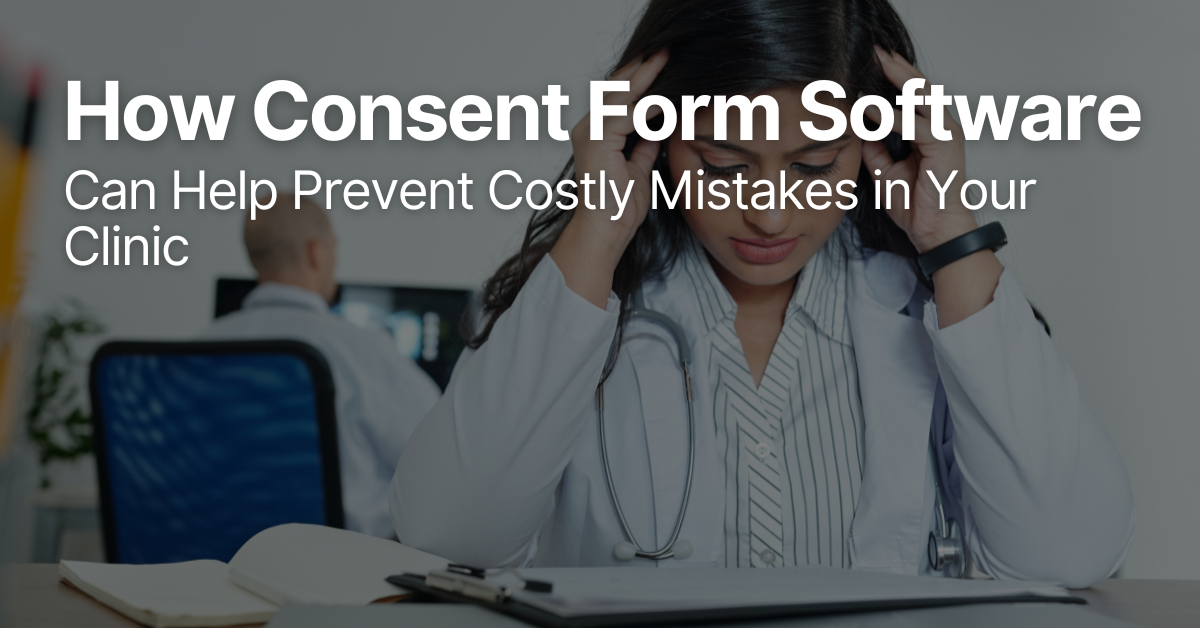 Frustrated cosmetic clinic professional struggling with outdated consent form processes before switching to digital solutions.