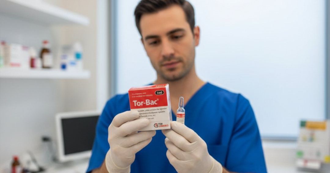 A practitioner holding a Tor-Bac box in a clinic