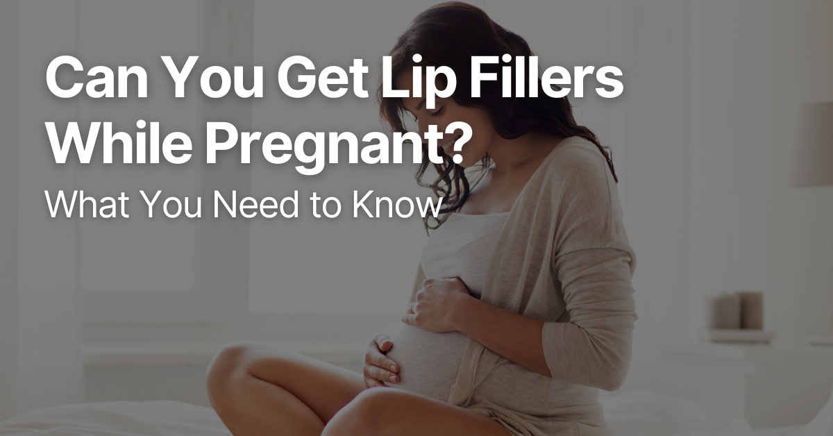 Pregnant woman considering cosmetic lip fillers, highlighting questions about safety during pregnancy.