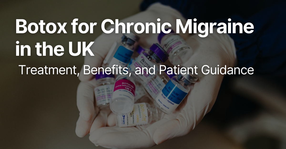 A medical practitioner holding small vials of Botox used for chronic migraine treatment.