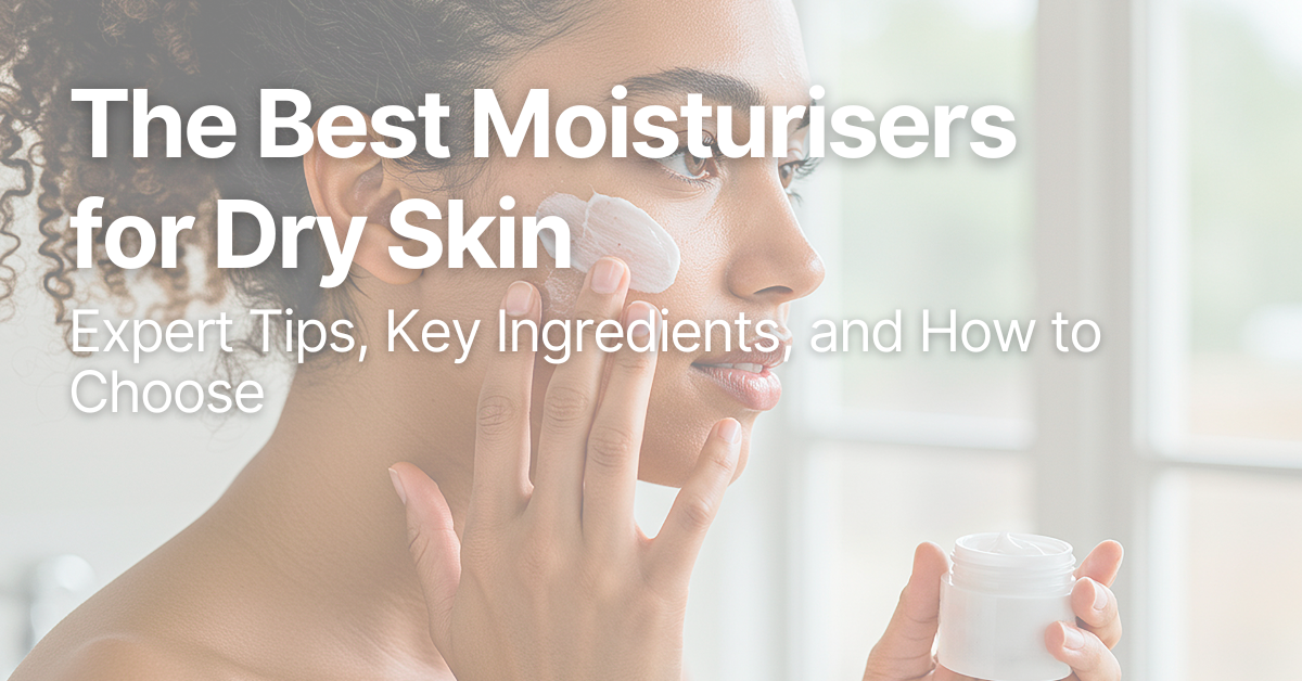 Woman applying moisturiser to her face, showing skincare routine for dry skin.