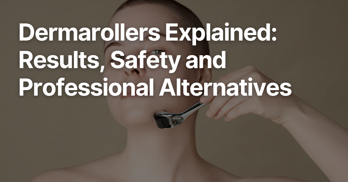 Close-up of a person using a dermaroller on the face to stimulate collagen and improve skin texture.