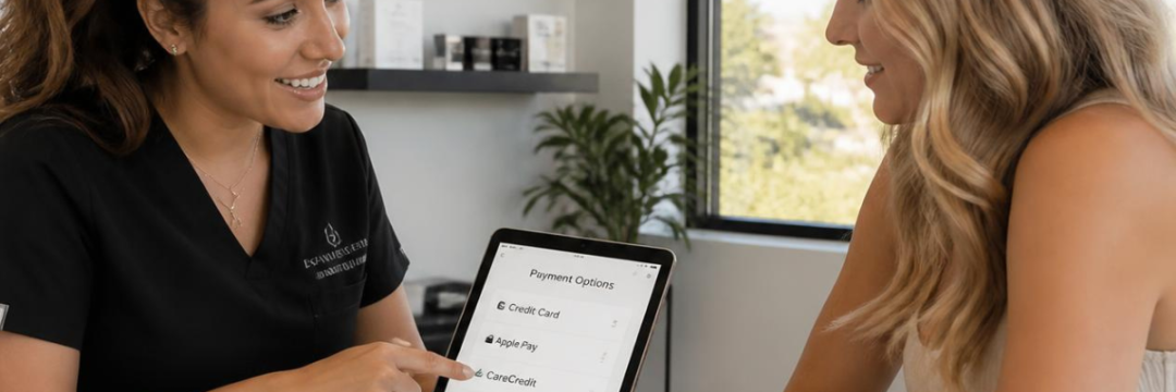 What It Takes to Offer Finance in Your Clinic 1 Alt text: Aesthetic practitioner discussing treatment plan payment options with a client in consultation.
