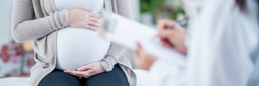 Pregnant patient having a consultation. 