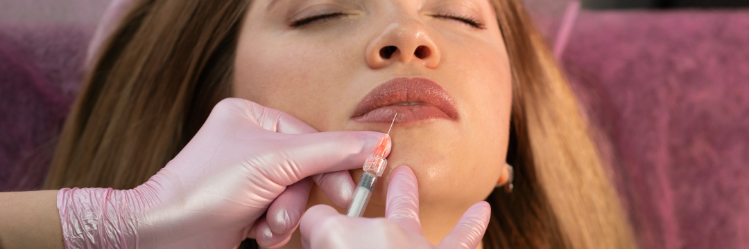 Client getting a lip filler.