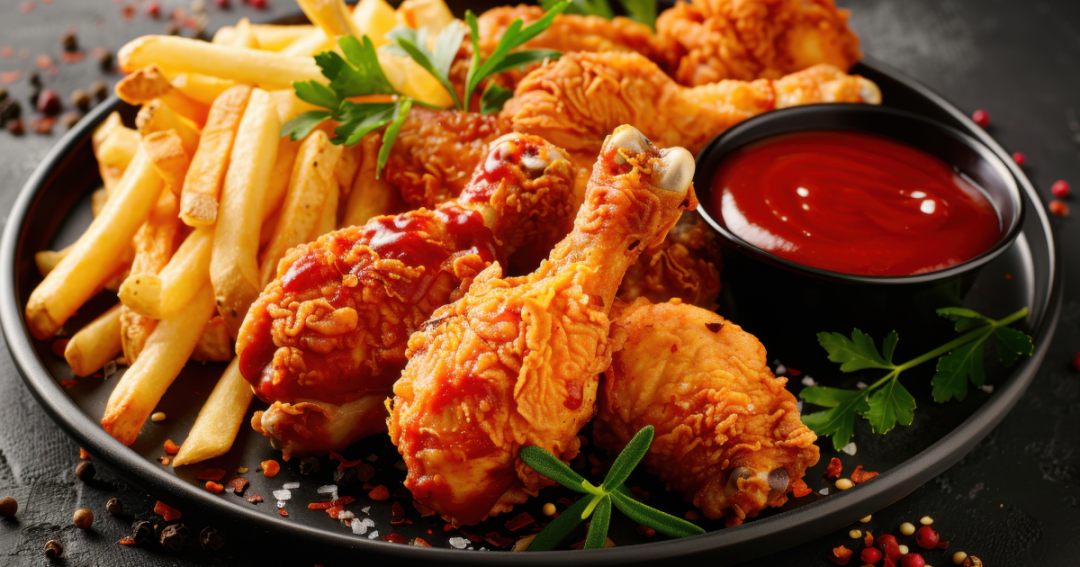 plate with high amount of carbohydrates and unhealthy fat