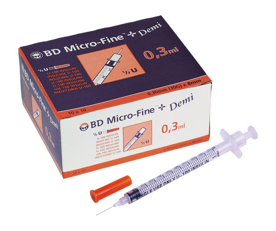 BD Microfine Insulin Syringe Needles 0.3ml 30G